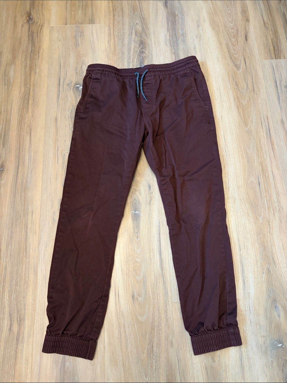 Kids Burgundy Jogger Pants - Casual Elastic Waist